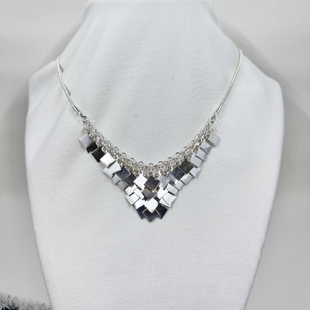 NWOT – NY & CO – Silver Tone Bib Style Multiple Layer Alloy 16” Necklace - Picture 2 of 5